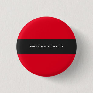 Plain Clean Red Grey Stripe 3 Cm Round Badge