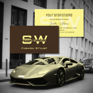 Plain Coffee Brown and Cream Simple with Monogram Business Card