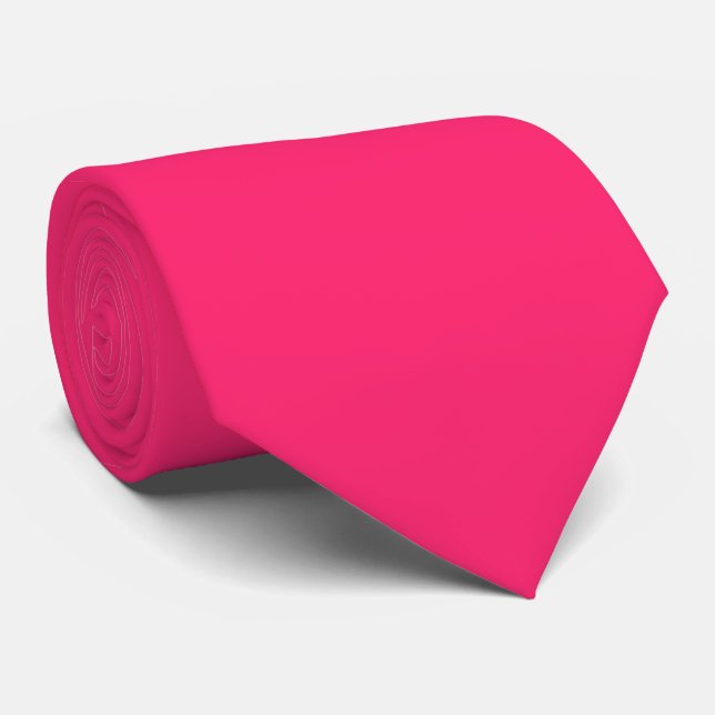 Plain color amaranth radical red pink tie (Rolled)