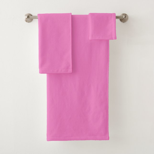 Plain color hydrangea pink bath towel set (Insitu)