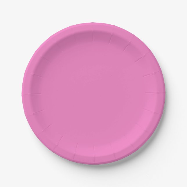 Plain color hydrangea pink paper plate (Front)