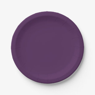 Plain color solid midnight dark purple paper plate