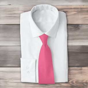 Plain color solid rosy watermelon pink tie