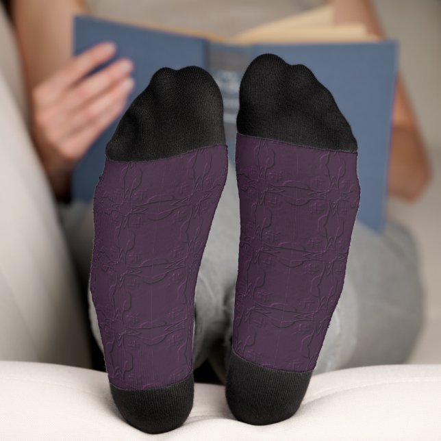 Plain Color With Added Design Crew Socks (Bottom)