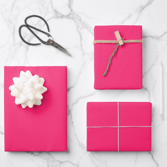 Plain colour amaranth radical red pink wrapping paper sheet (Front)