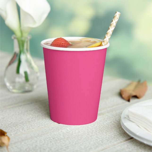 Plain colour french rose hot pink paper cups (Insitu)