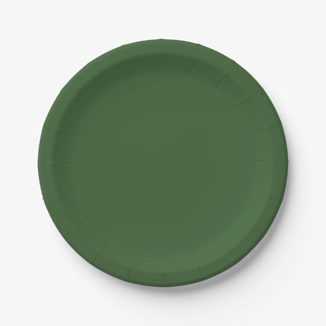 Plain colour grape leaves green paper plate (Front)
