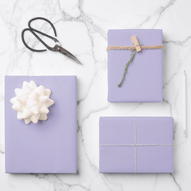Plain colour solid heather pastel purple wrapping paper sheet (Front)