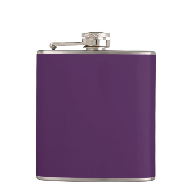 Plain colour solid midnight dark purple hip flask (Front)
