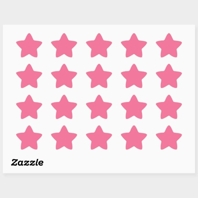 Plain colour solid rosy watermelon pink star sticker (Sheet)