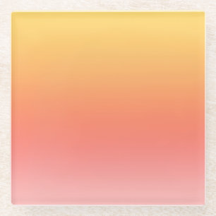 Plain colours - Yellow to Misty Pink ombre Glass Coaster