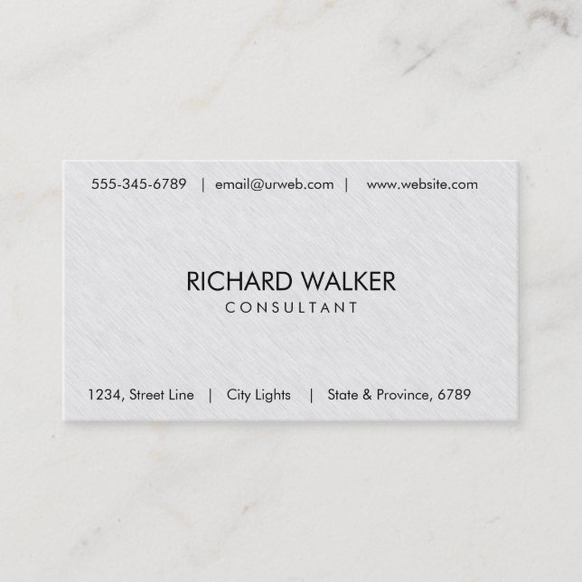 Plain Cool Elegant Modern Professional White Business Card (Front)