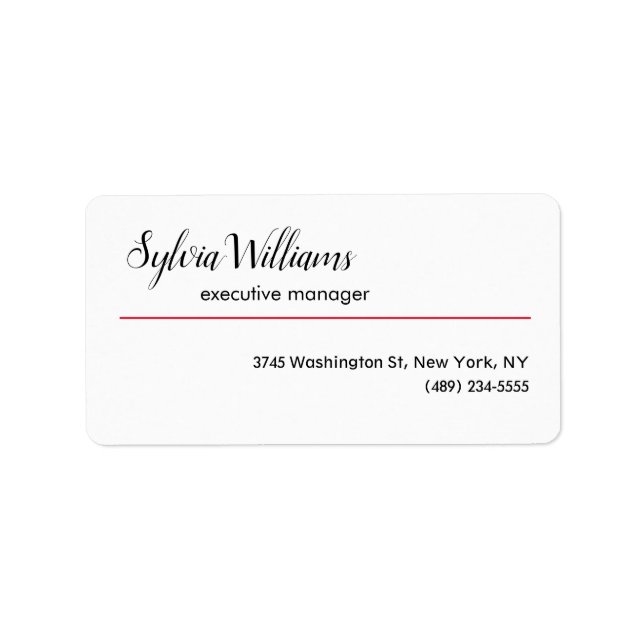 Plain Creative Modern Minimalist Red White Label (Front)