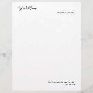 Plain Creative Modern Minimalist Your Name Details Custom Letterhead