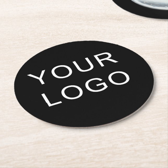 Plain Customisable Business Corporate Logo Design Round Paper Coaster (Angled)
