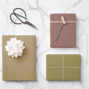 Plain Dark Beige Chestnut Brown Shades 3 Tones Wrapping Paper Sheet
