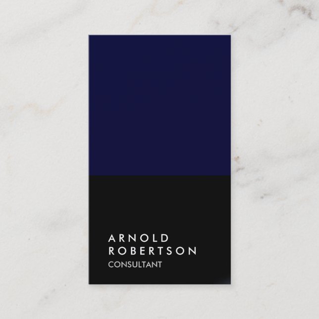 Plain Dark Blue Black Consultant Business Card (Front)