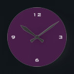 Plain Dark Plum & White Numbers Round Clock<br><div class="desc">Round wall clock in a dark plum colour with white numbers.</div>