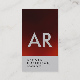 Plain Dark Red Grey Monogram Business Card