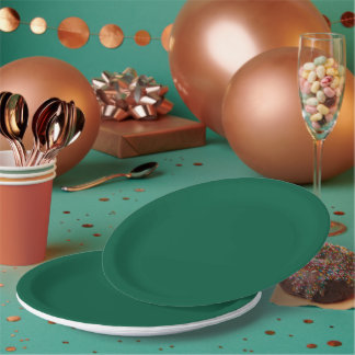 Plain deep green background paper plate