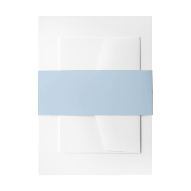 Plain Dusty Blue Wedding Invitation Belly Band (Front Example)