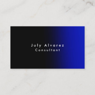 Plain Elegant Black Blue Minimalist Business Card