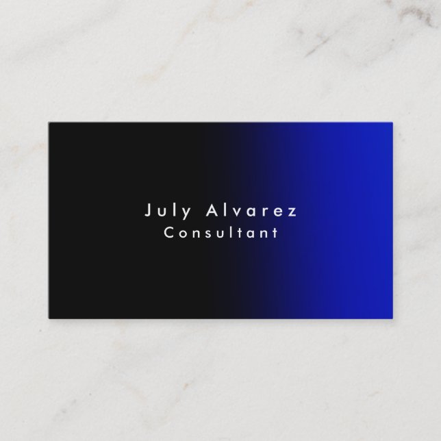 Plain Elegant Black Blue Minimalist Business Card (Front)