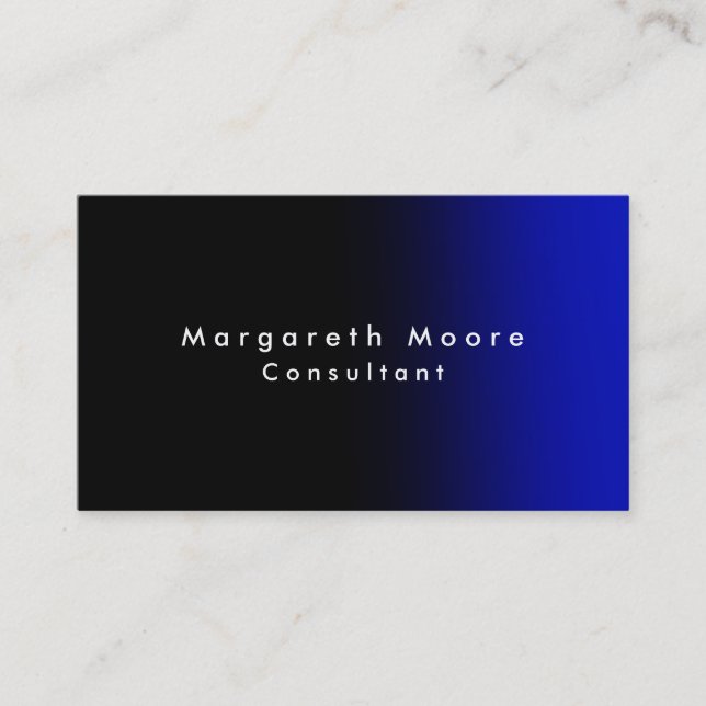 Plain Elegant Black Blue Professional Minimalist Business Card (Front)