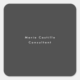 Plain Elegant Black Minimalist Modern Square Sticker