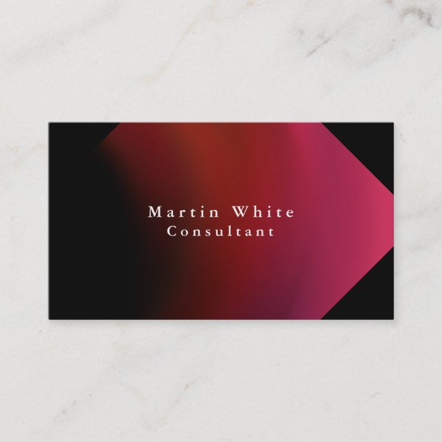 Plain Elegant Black Red Professional Modern Business Card (Front)