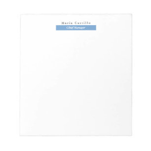 Plain Elegant Blue Grey White Minimalist Design Notepad