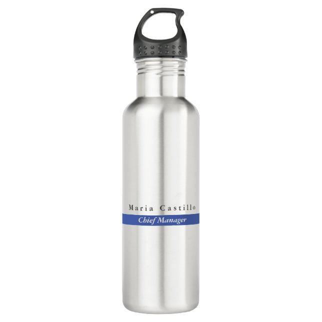 Plain Elegant Blue White Minimalist Design 710 Ml Water Bottle (Front)
