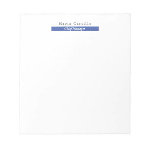 Plain Elegant Blue White Minimalist Design Notepad