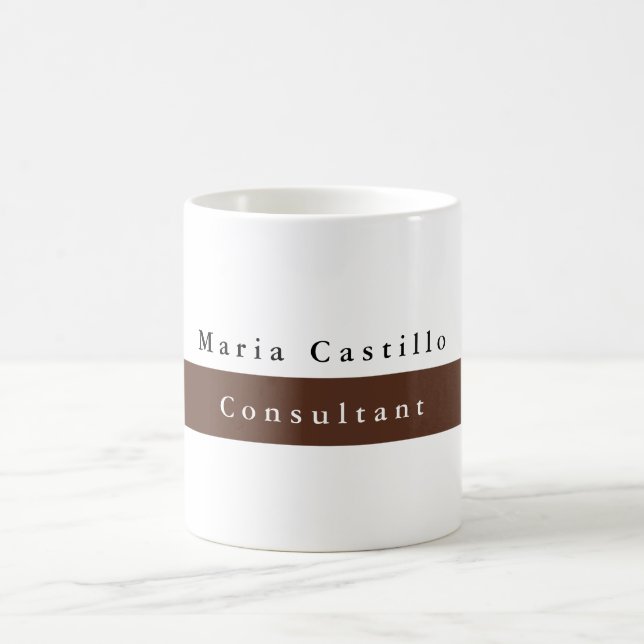 Plain Elegant Brown White Minimalist Coffee Mug (Center)
