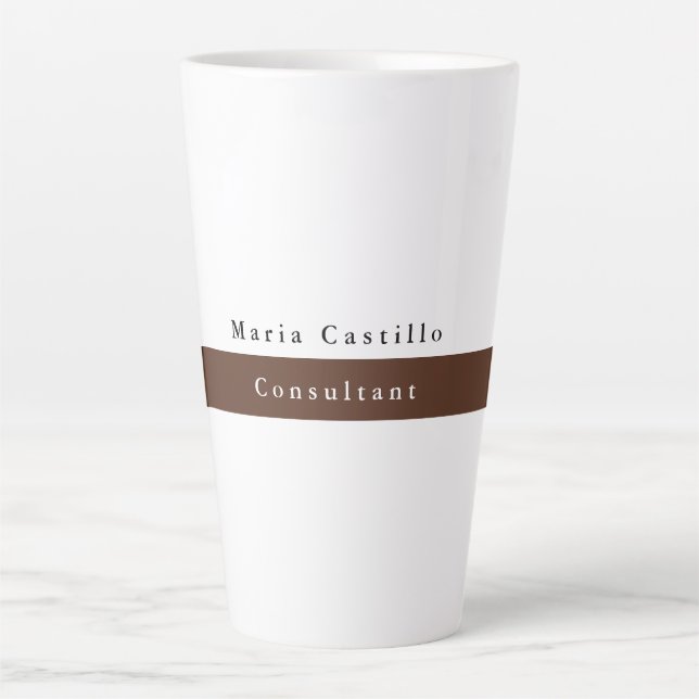 Plain Elegant Brown White Minimalist Latte Mug (Front)