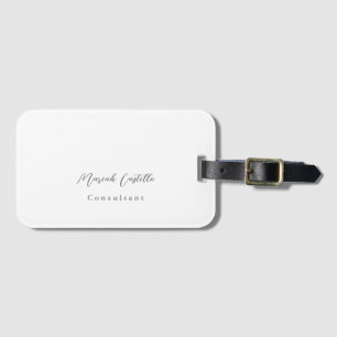 Plain Elegant Calligraphy Script Minimalist Design Luggage Tag