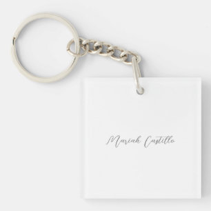 Plain Elegant Calligraphy Script Minimalist Name Key Ring