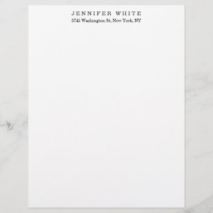 Plain Elegant Classical Black White Minimalist Custom Letterhead