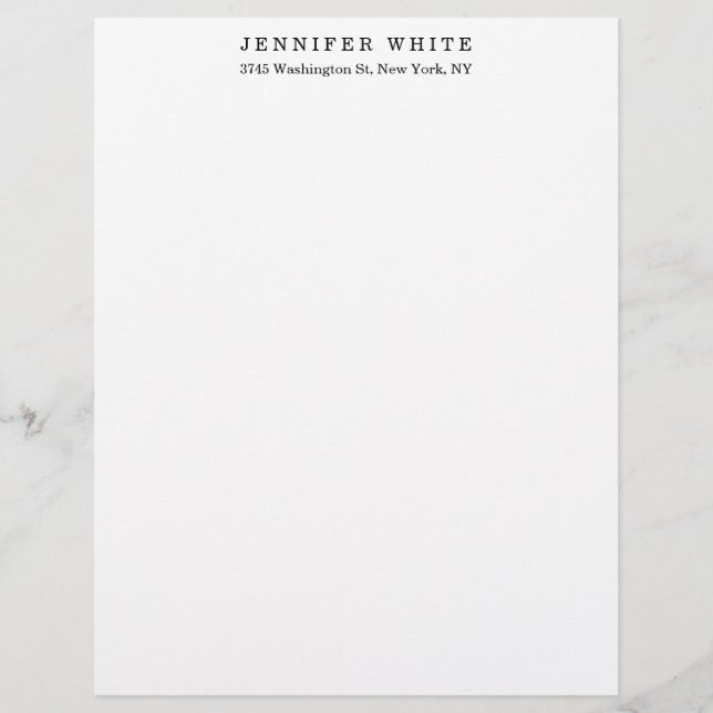 Plain Elegant Classical Black White Minimalist Custom Letterhead (Front)