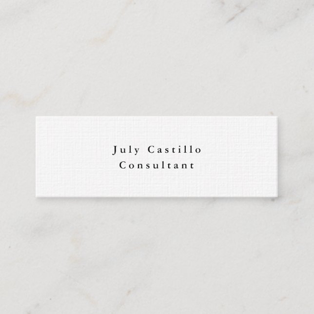 Plain Elegant Classical White Minimalist Design Mini Business Card (Front)