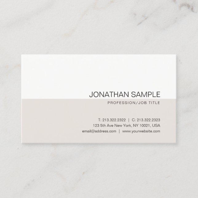 Plain Elegant Colours Sleek Professional Modern Business Card (Front)