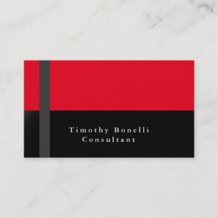 Plain Elegant Grey Black Red Professional Modern Business Card