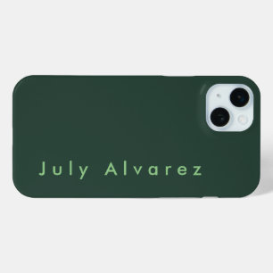 Plain Elegant Greyish Green Minimalist Add Name iPhone 15 Mini Case