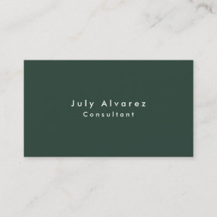Plain Elegant Greyish Green Minimalist Business Card