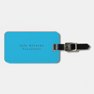 Plain Elegant Minimalist Blue Luggage Tag