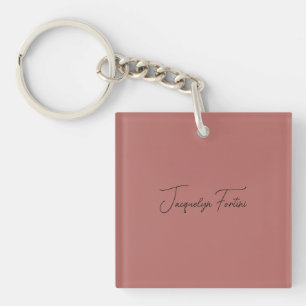 Plain Elegant Minimalist Calligraphy Script Name Key Ring