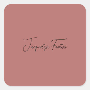Plain Elegant Minimalist Calligraphy Script Name Square Sticker