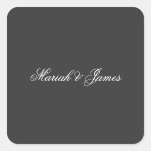 Plain Elegant Minimalist Modern Names Calligraphy Square Sticker