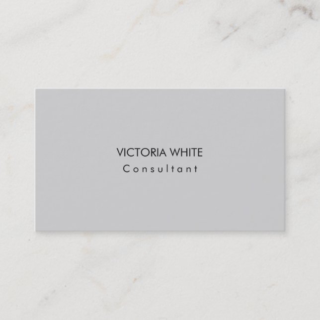 Plain Elegant Modern Light Grey Minimalist Business Card (Front)