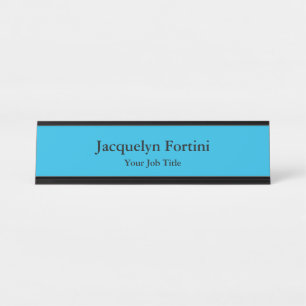 Plain Elegant Modern Minimalist Blue Desk Name Plate